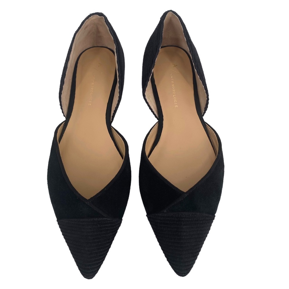 Anthropologie Black Pointed D’Orsay Flats Size 7